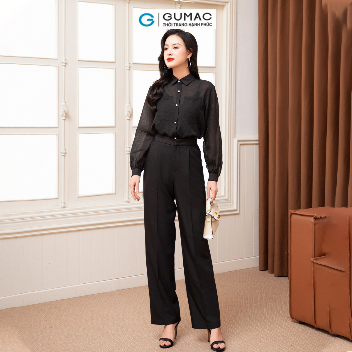 Quần ống suông xếp ly thời trang GUMAC QD10016