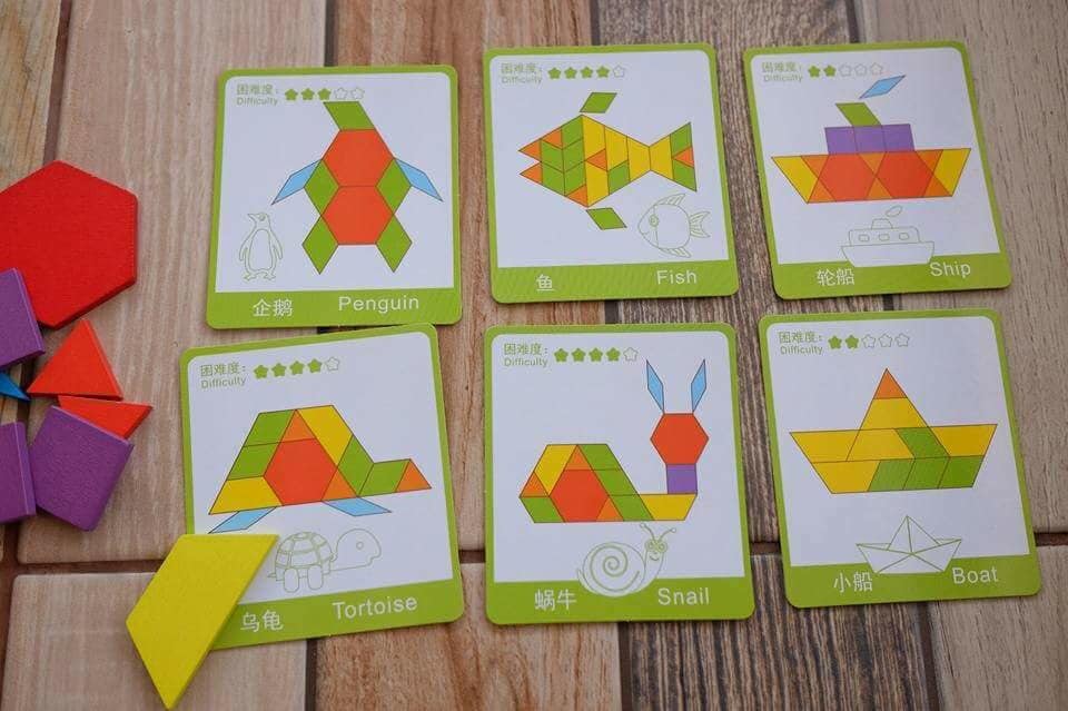 Giáo cụ Montessori Ghép hình tư duy Pattern block