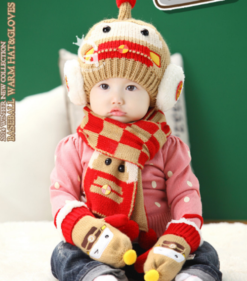 Bộ mũ len kèm khăn hình ô tô cho bé trai và bé gái, sét nón len cho bé yêu