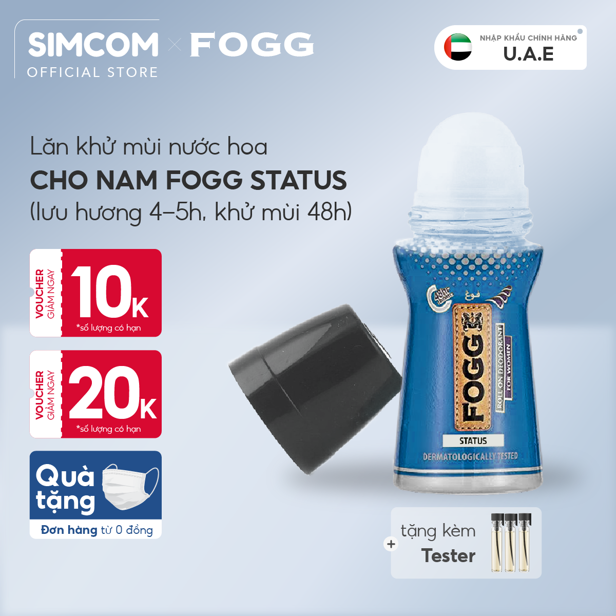 Lăn khử mùi FOGG 50ml Status,Lăn khử mùi nước hoa nam,Lăn khử mùi unisex,Lăn khử mùi lưu hương 48h,Lăn thơm nách,Lăn khử mùi cơ thể,Lăn khử mùi chính hãng,Lăn khử mùi lưu hương lâu,Lăn khử mùi không gây ố,Lăn khử mùi hôi nách