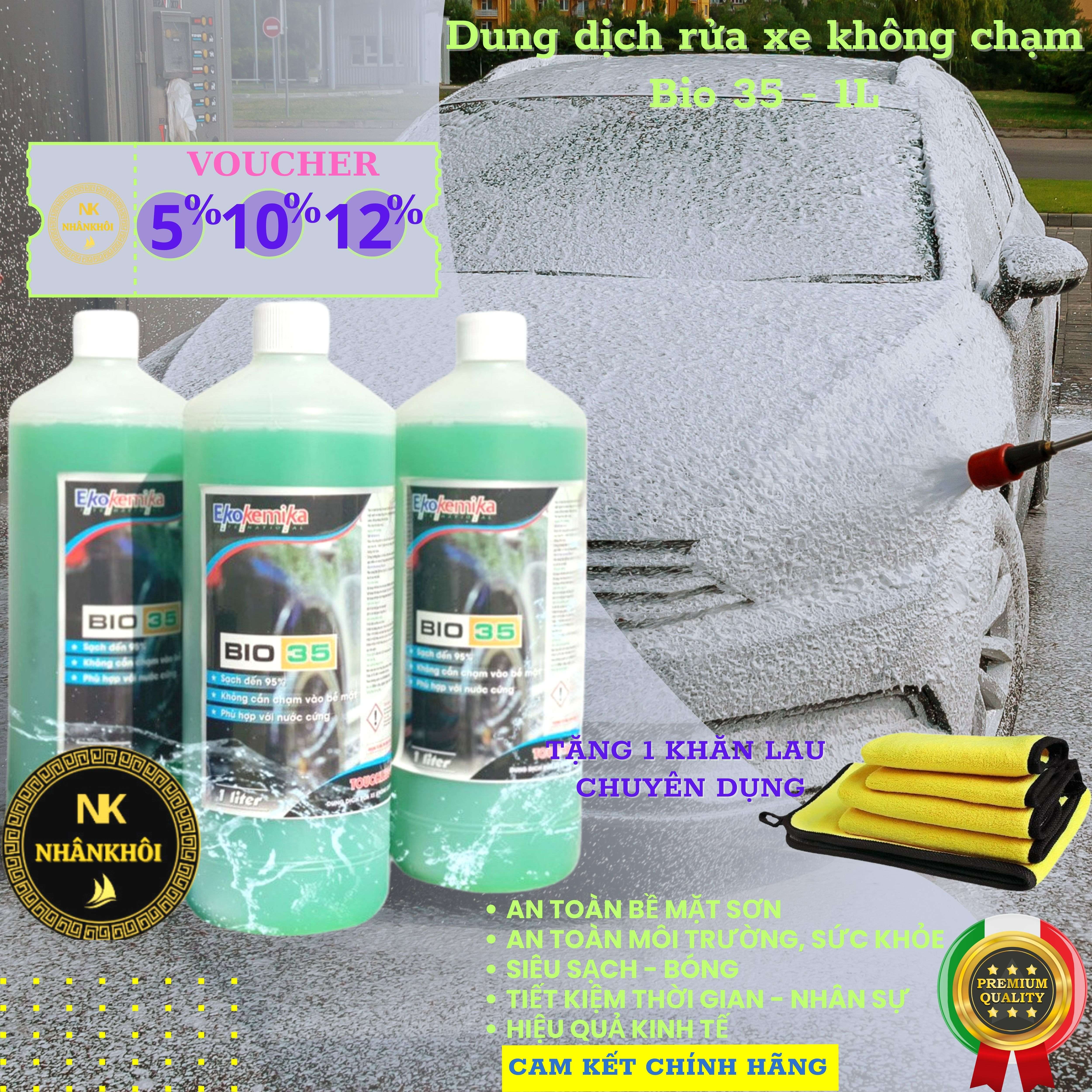 Bio 35 - 1 lít - Dung dịch rửa xe không chạm - Nước rửa xe bọt tuyết - Ekokemika