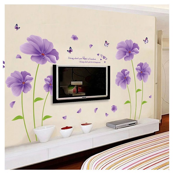 Decal Hoa tím to AmyShop DH043 - 2 bộ (80 x 200 cm)