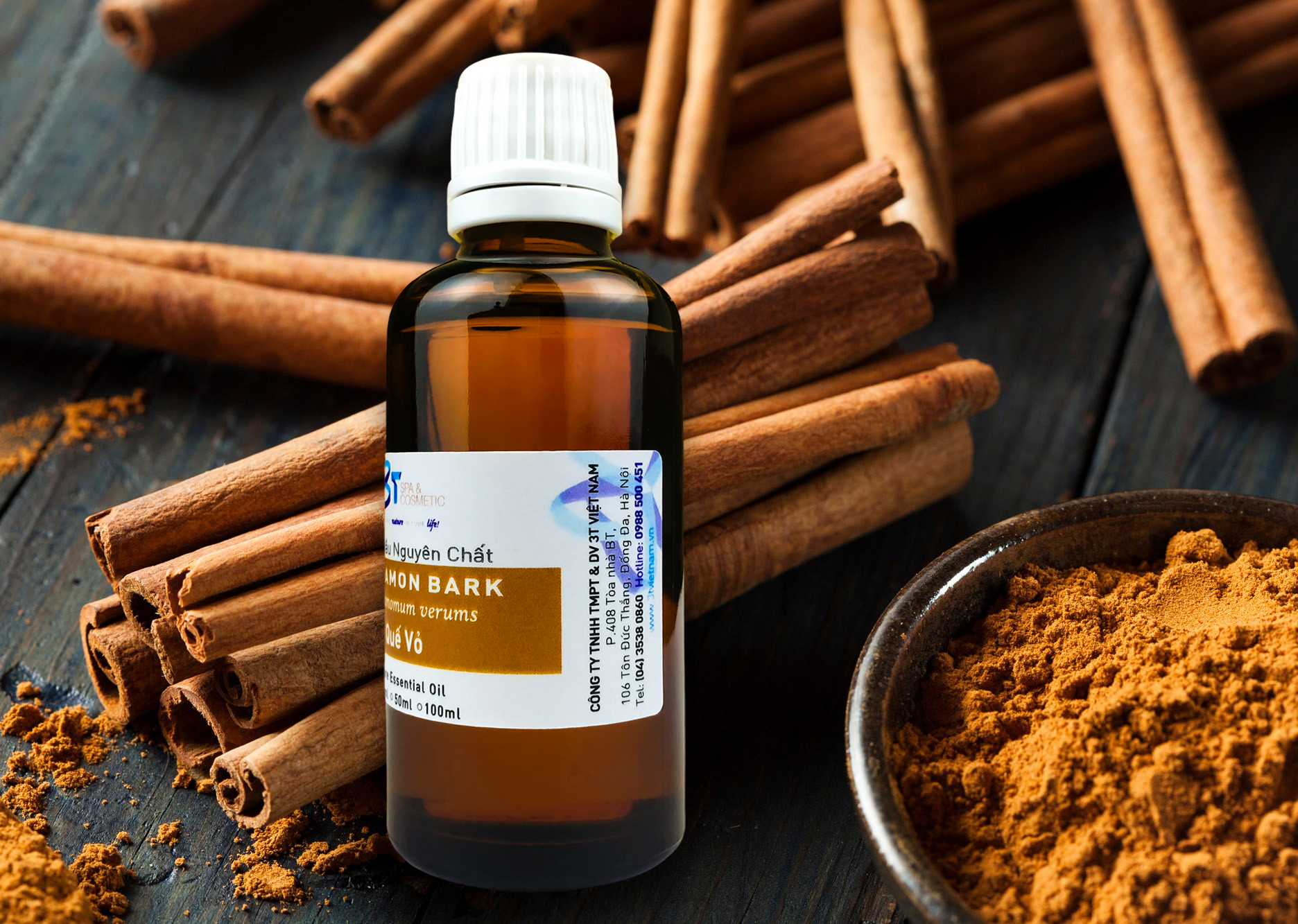 Tinh Dầu Quế Thiên Nhiên 3T (50ml) Nguyên Chất - Có Chứng Nhận Kiểm Nghiệm QUATEST 1