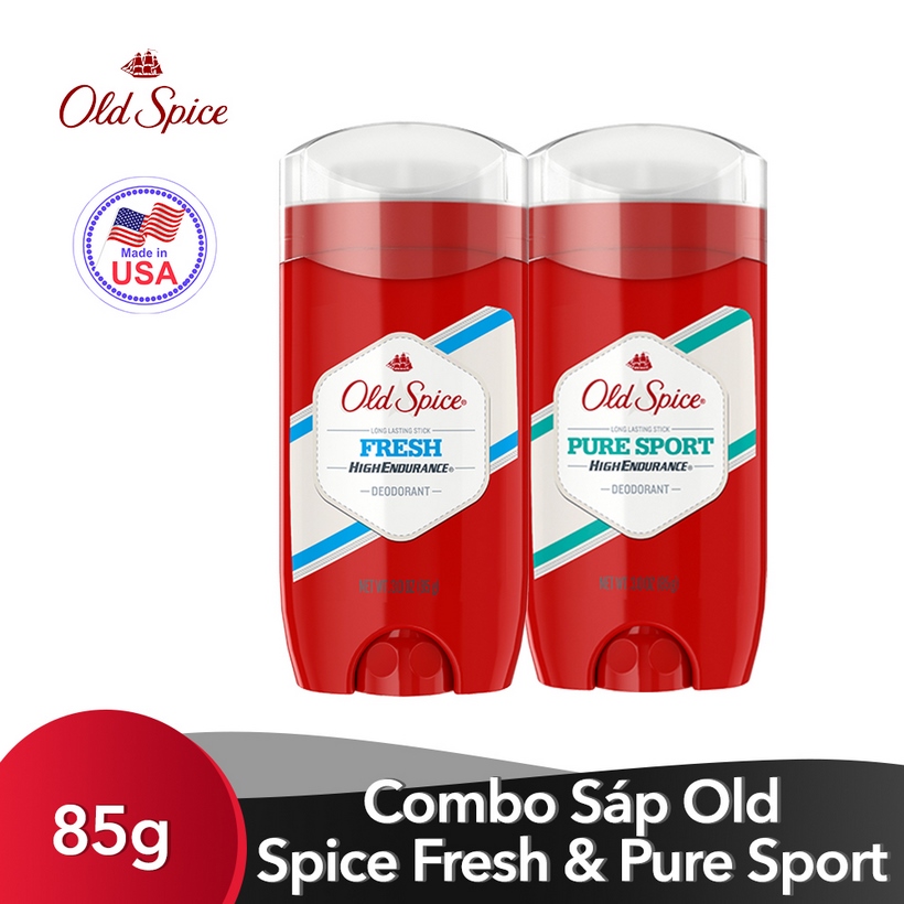 Combo Sáp Khử Mùi Old Spice Fresh 85g + Sáp Khử Mùi Pure Sport 85g