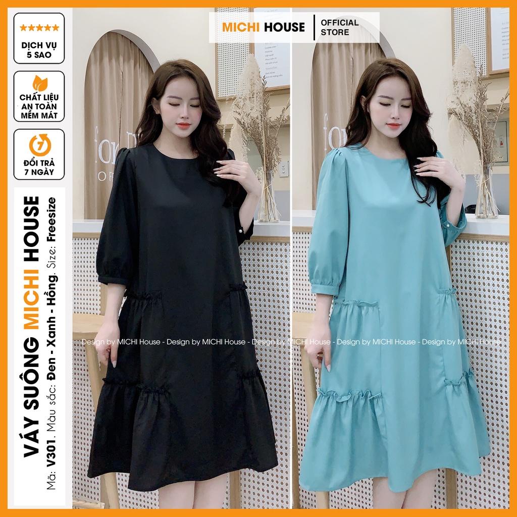 Váy Suông Nữ Dáng Rộng Nhiều Màu V301 MICHI House Đầm Xuông Cổ Tròn Tay Lỡ Thiết kế Dễ Mặc Bầu Xinh Thoải Mái