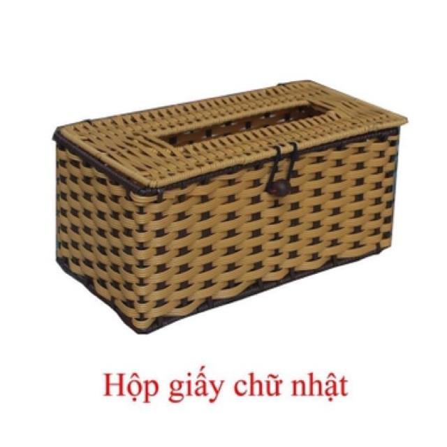 Hộp giấy nhựa giả mây đan hình vuông và chữ Nhật GDTH