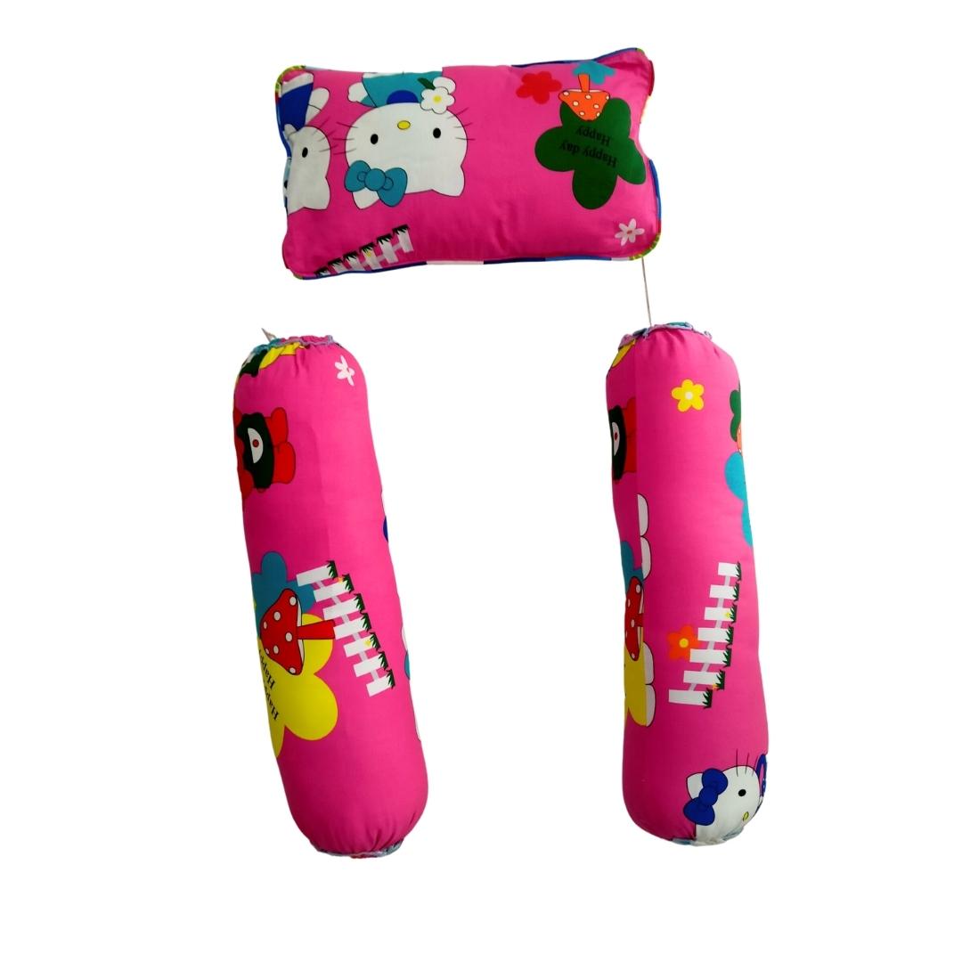 Nệm Gối Cho Bé Sơ Sinh Cotton - Họa tiết Mèo hồng