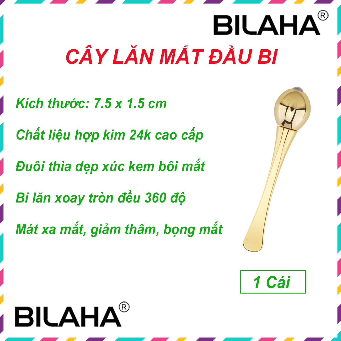 Dụng Cụ Massage Bi Lăn Mắt Mini Chữ I Chống Thâm Quầng - MASA1032