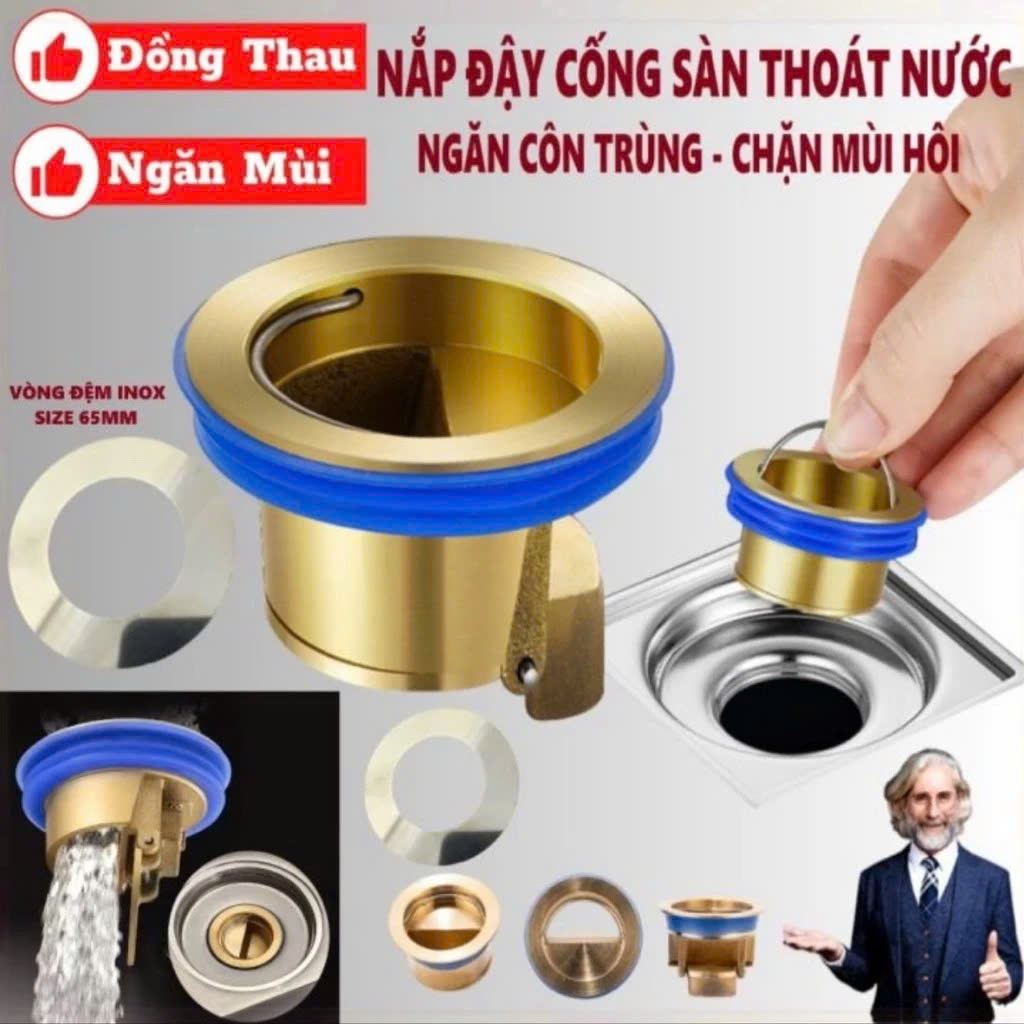 Nắp Cống Thoát Nước Bằng Đồng – Combo 2 Cái, Chống Mùi Hôi &amp; Côn Trùng Vào Nhà