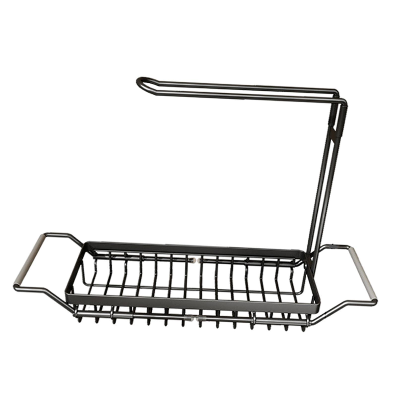 Gazechimp Extendable Sink Storage Rack Sponge Holder with Towel Hanger