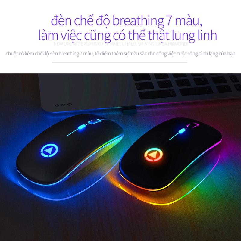 Chuột không dây 2.4G có thể sạc lại RGB hoạt động im lặng có đèn LED sạc lại USB máy tính xách tay PC