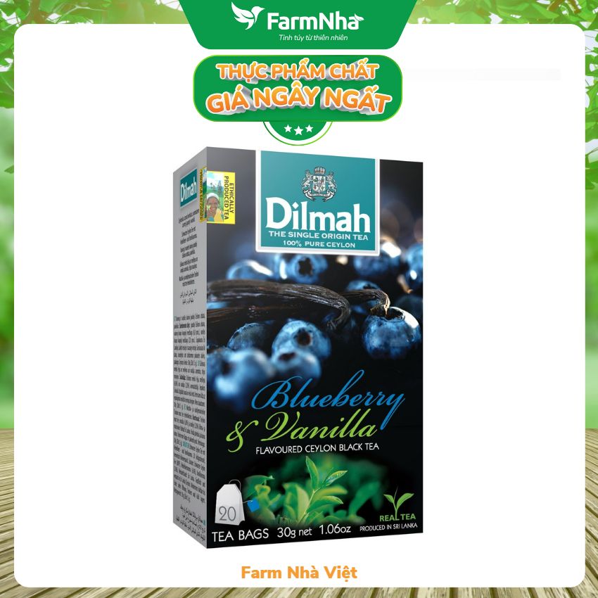 Trà Dilmah Blueberry & Vanilla (Hương việt quất & vanilla) túi lọc 30g 20 túi x 1.5g - Tinh hoa trà Sri Lanka