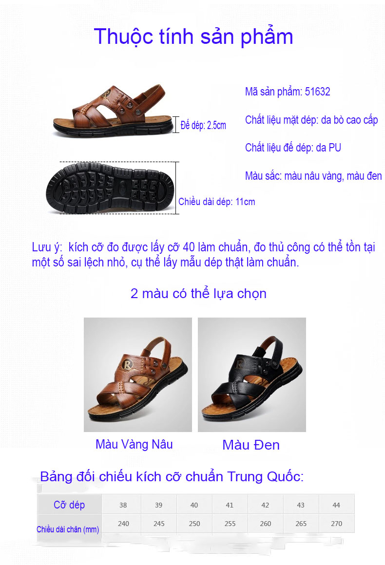 Giày dép Sandal nam thiết kế đế mềm kiểu dáng hiện đại mã DQH51632