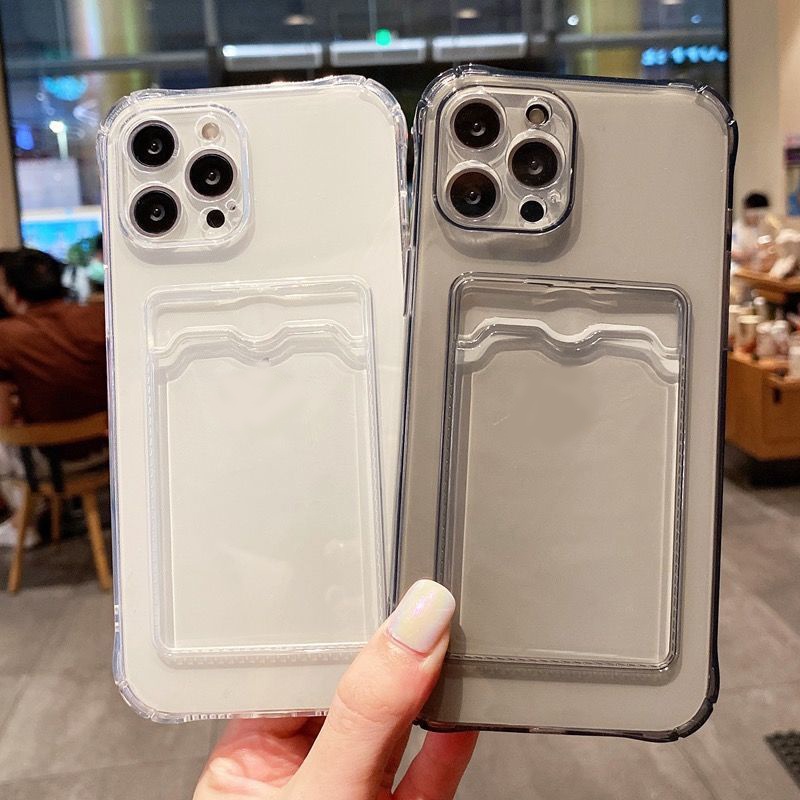 Ốp lưng Iphone chống sốc trong suốt có ngăn đựng thẻ dành cho Iphone 11 / Phone 11 Pro / Iphone 11 Pro Max / Iphone 12 / Iphone 12 Pro / Iphone 12 Pro Max / Iphone 13 / Iphone 13 Pro / IPhone 13 Pro Max / Iphone 14/ Iphone 14 Pro / Iphone 14 Pro Max