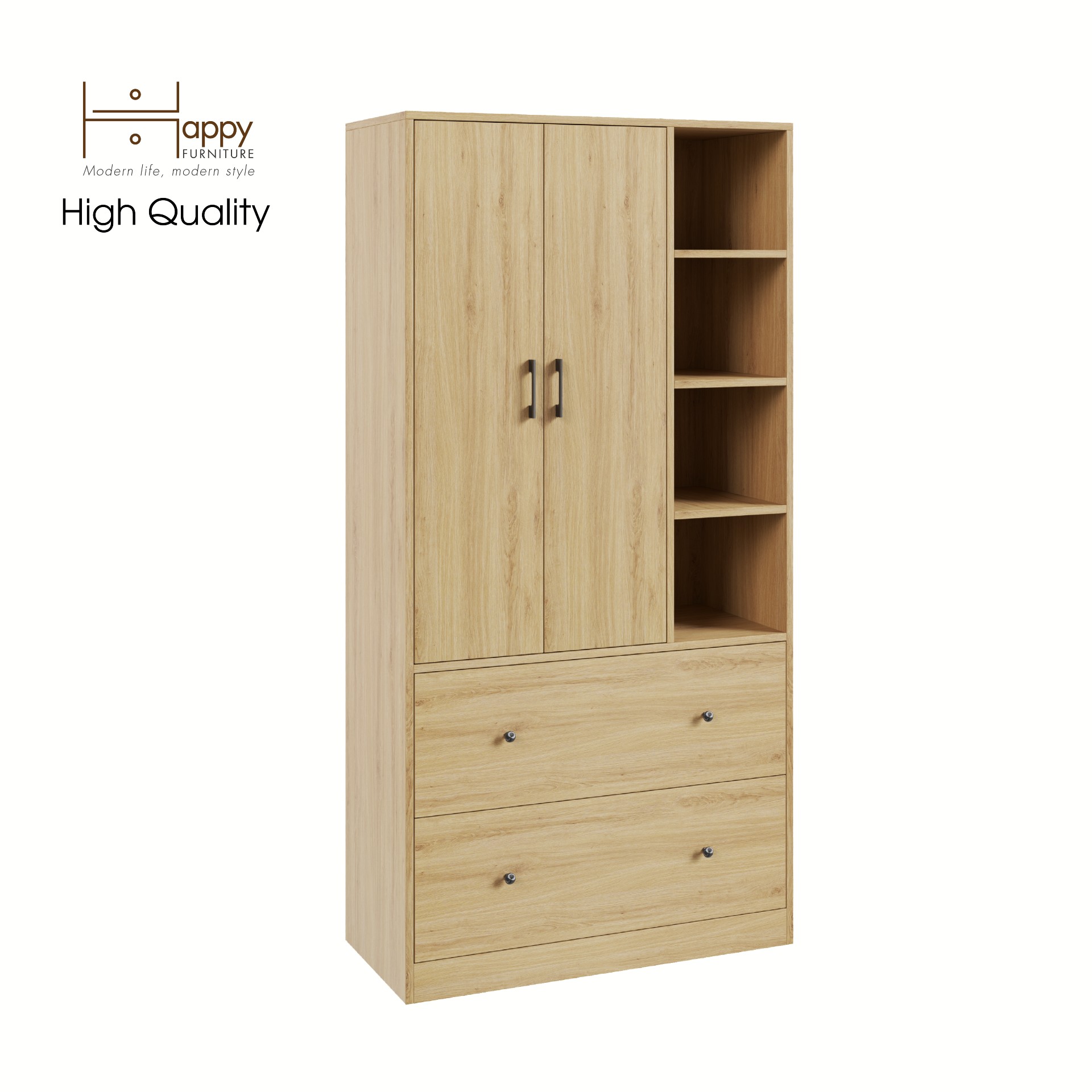 [Happy Home Furniture] SALY ,  Tủ quần áo đa năng - kết hợp kệ ,  90cm x 40cm x 180cm ( DxRxC), TCM_008