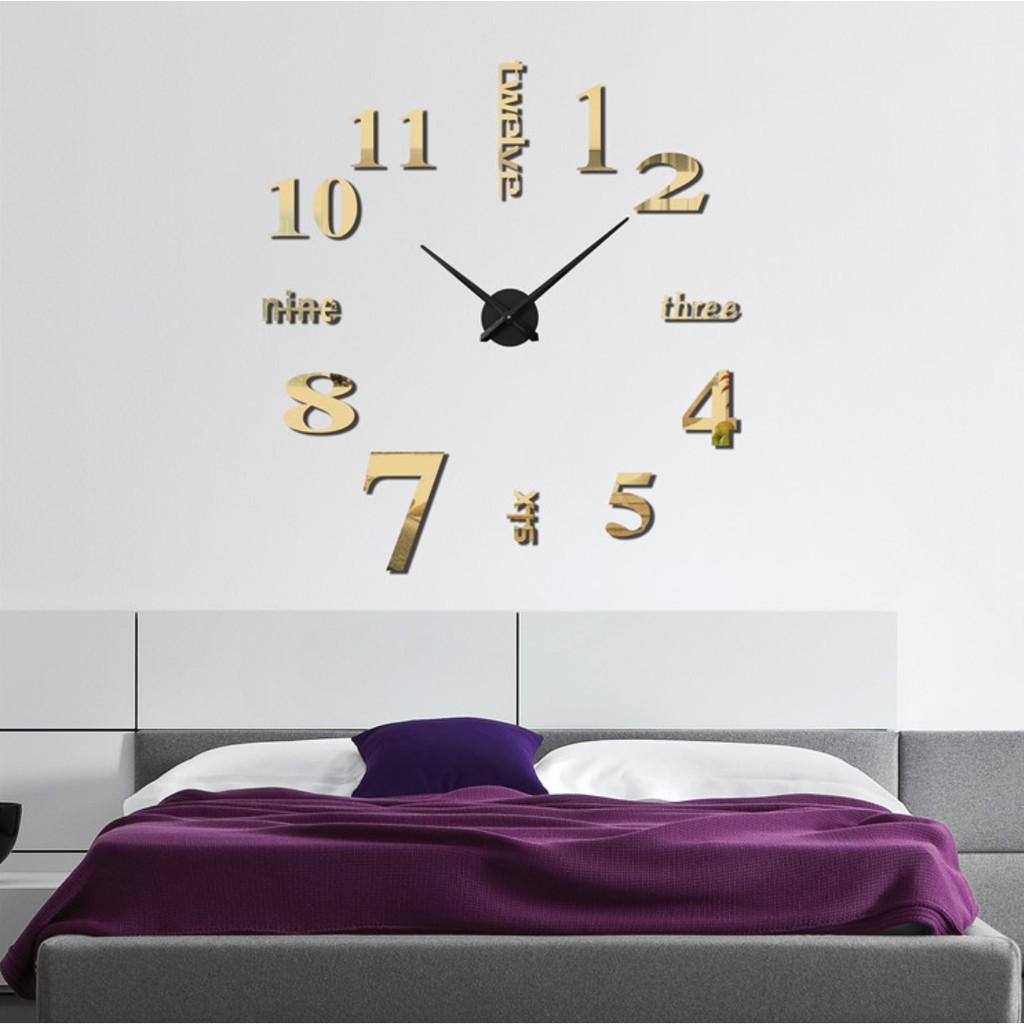 Đồng hồ dán tường DIY style EU cao cấp trang trí nhà cửa