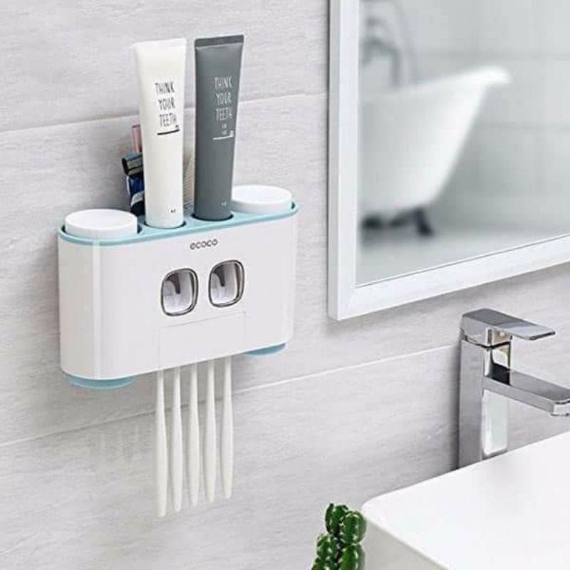 Bộ nhả kem đánh răng 4 cốc có chỗ treo bàn chải
