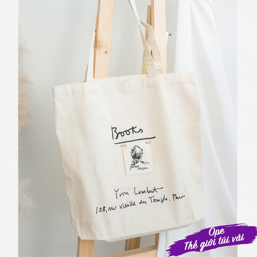Túi tote vải đựng đồ canvas Hàn Quốc cao cấp có khoá miệng