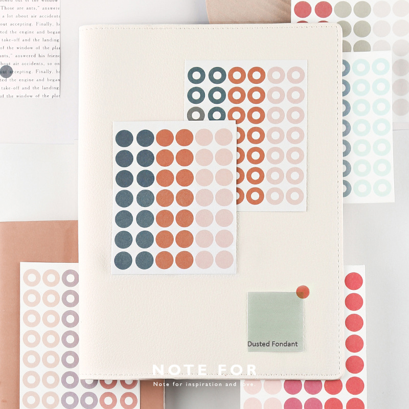 S27 - Set 2 tờ dot sticker washi chấm tròn Note For trang trí sổ bullet journal, junk journal, tường nhà