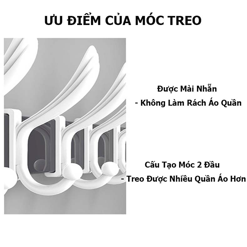 Thanh Móc Treo Quần Áo, 8 Móc Trượt Linh Hoạt, Lắp Đặt Nhanh Chóng