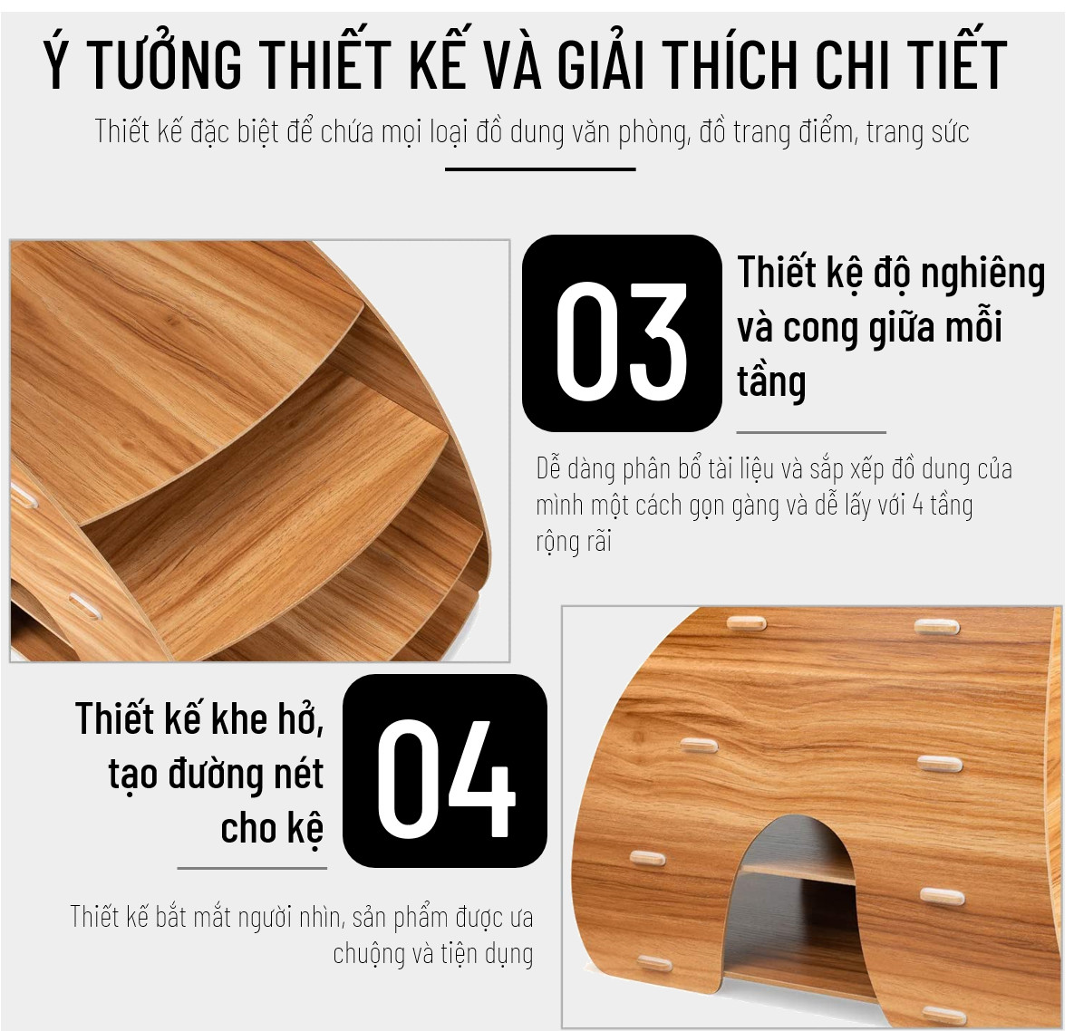 Kệ bàn học hình Cong - bàn làm việc nhỏ gọn, tiện ích - Kệ đựng hồ sơ tài liệu để bàn - Kệ sách mini - Kệ lưu trữ tài liệu giấy A4, A5 bằng gỗ - Vui lòng chọn Mẫu