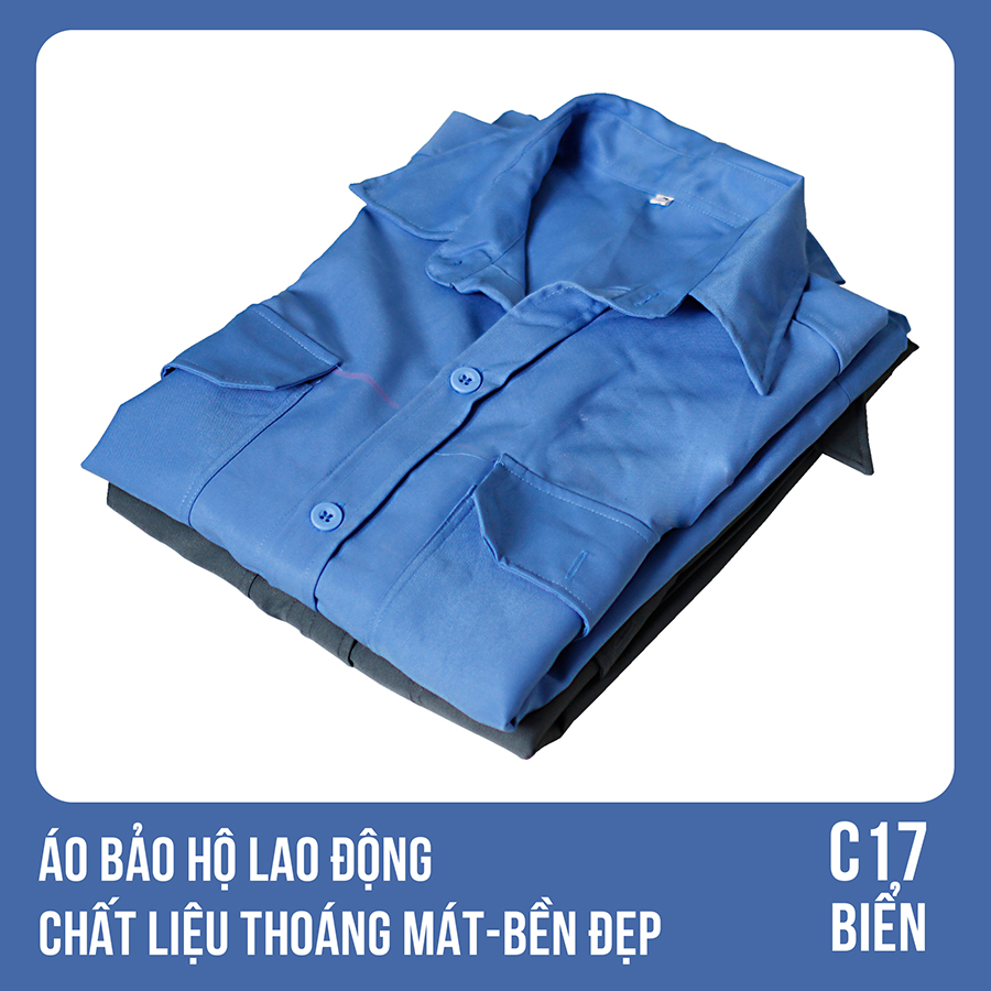 Áo bảo hộ lao động, chất liệu thoáng mát, bền đẹp - Mã C17 (BIỂN) - 5
