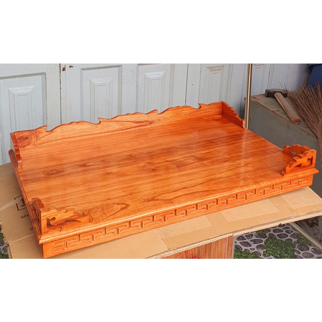 Bàn thờ treo tường gỗ xoan khắc viền màu nâu đỏ ( kèm cặp ke Gỗ ) - nhiều kích cỡ