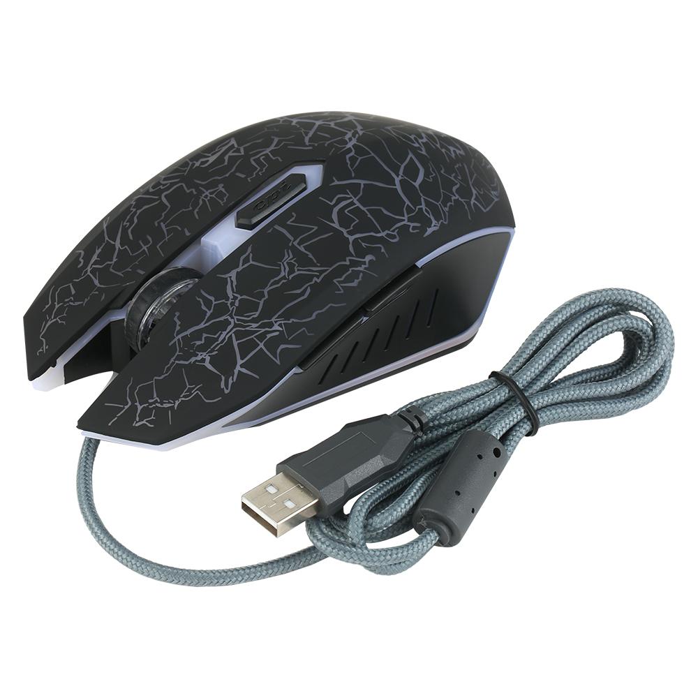 Chuột chơi game có dây 3600DPI Chuột quang 4 mức DPI có thể điều chỉnh / 6 nút / 7 màu,