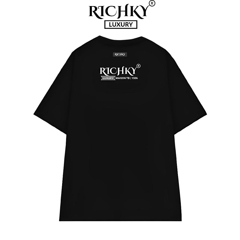 [Mã INBAU300 giảm 10% đơn 250K] Áo Thun Unisex Richky Premium Tee Luxury Maison TB Đen - RKP04