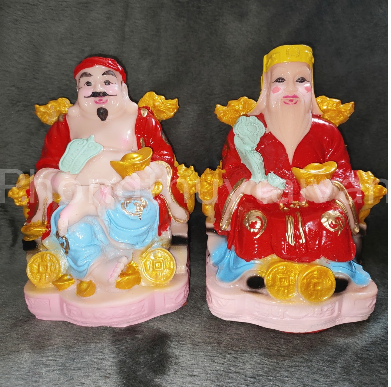 Tượng Thàn Tài Thổ Địa cao 17cm da hồng - thờ cúng.