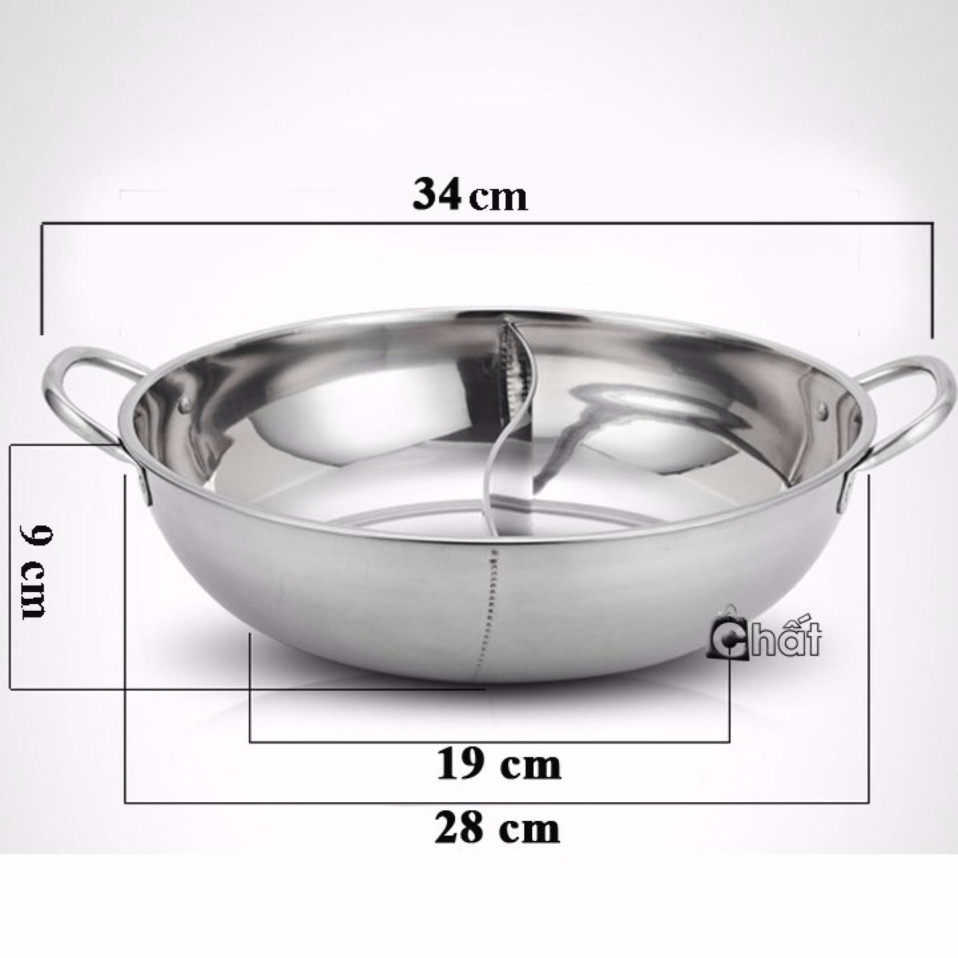 Nồi Lẩu Inox 2 Ngăn Đa Năng Size 30cm