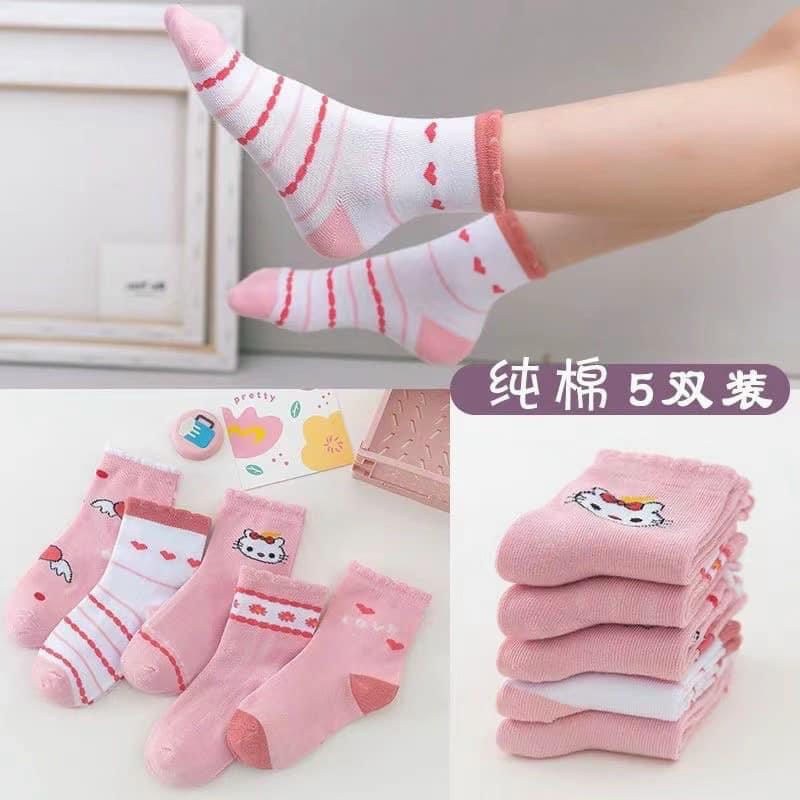 LỐ 10 ĐÔI TẤT TIM HỒNG SIÊU CUTE CHO BÉ GÁI