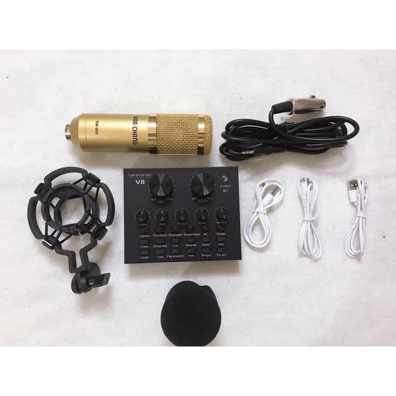 combo v8 và mic bm900 thu âm livestream hát siêu hay