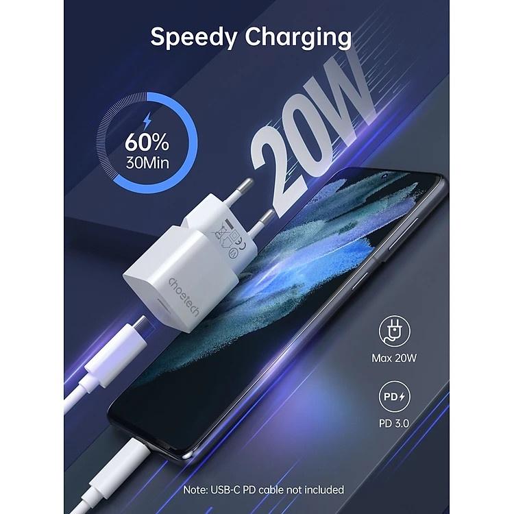 Bộ Sạc Nhanh Mini PD20W GAN USB-C Chotech mã PD5010-EU (HÀNG CHÍNH HÃNG)