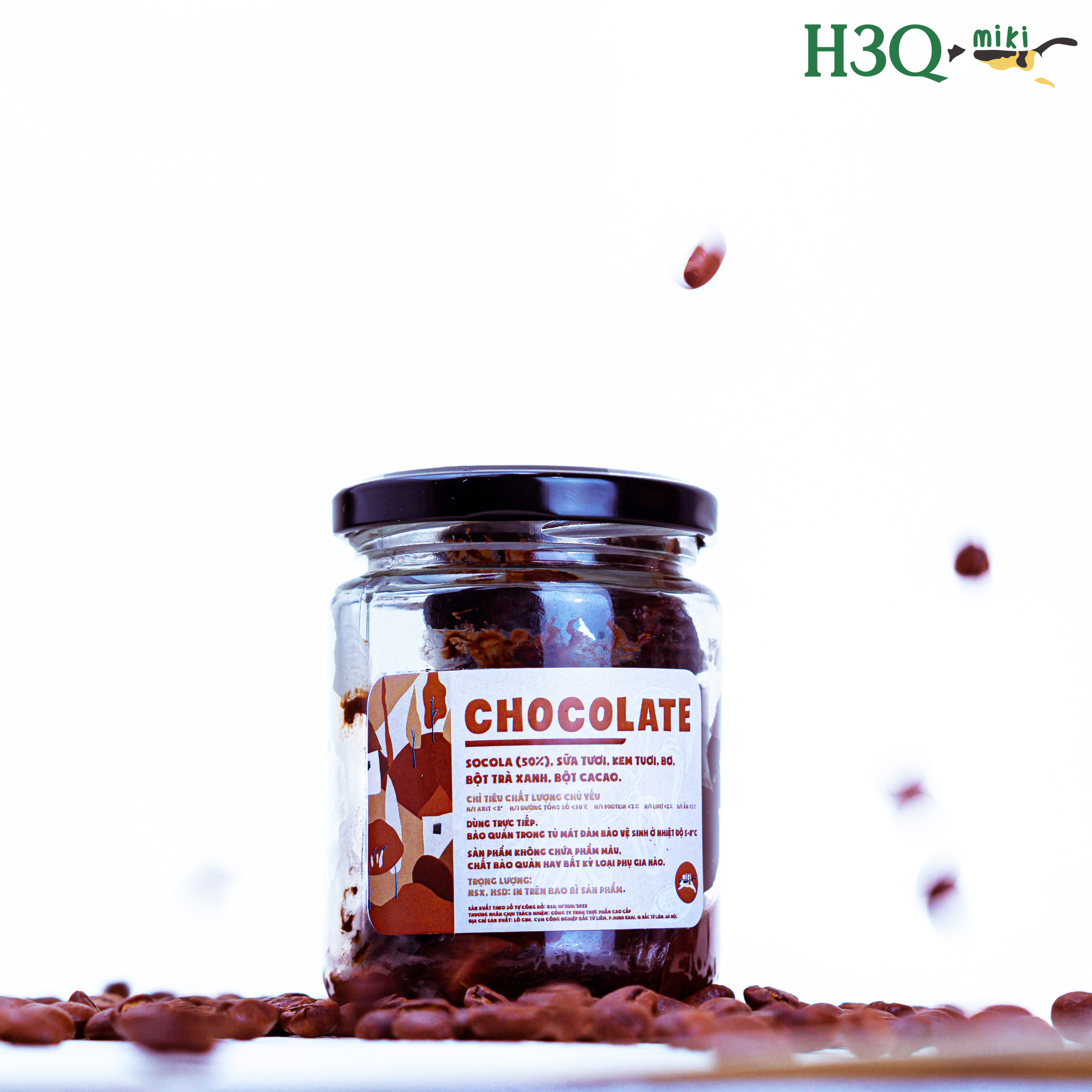 Socola Tươi Vị Cà Phê Espresso H3Q Miki KHÔNG CHẤT BẢO QUẢN Lọ Thủy Tinh 125g