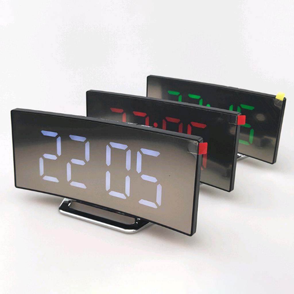 2pcs LED Digital Alarm Clock Mirror Clock Mirror Surface for Home Decor Red