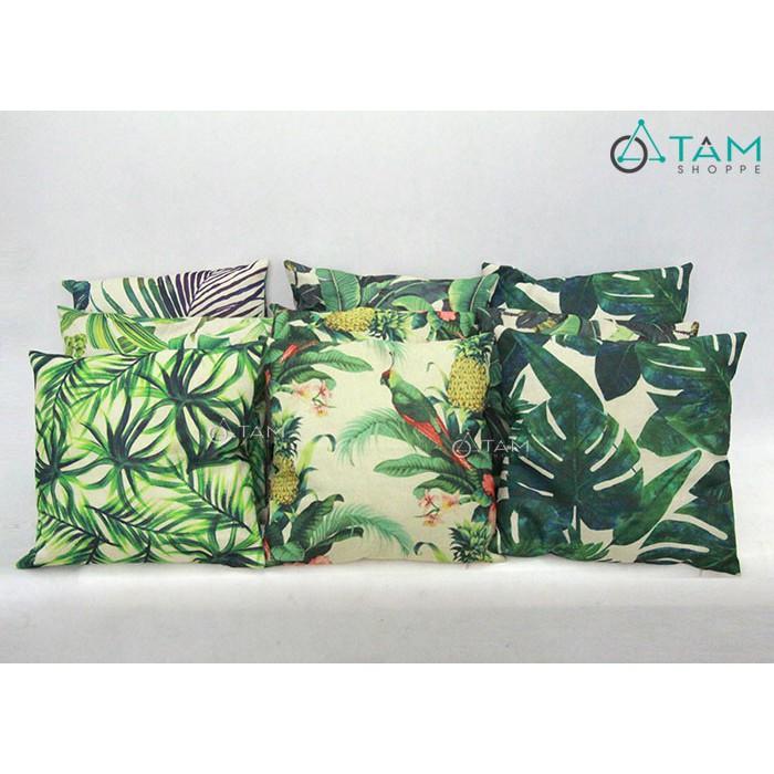 Vỏ gối vuông Canvas phong cách nhiệt đới Tropical