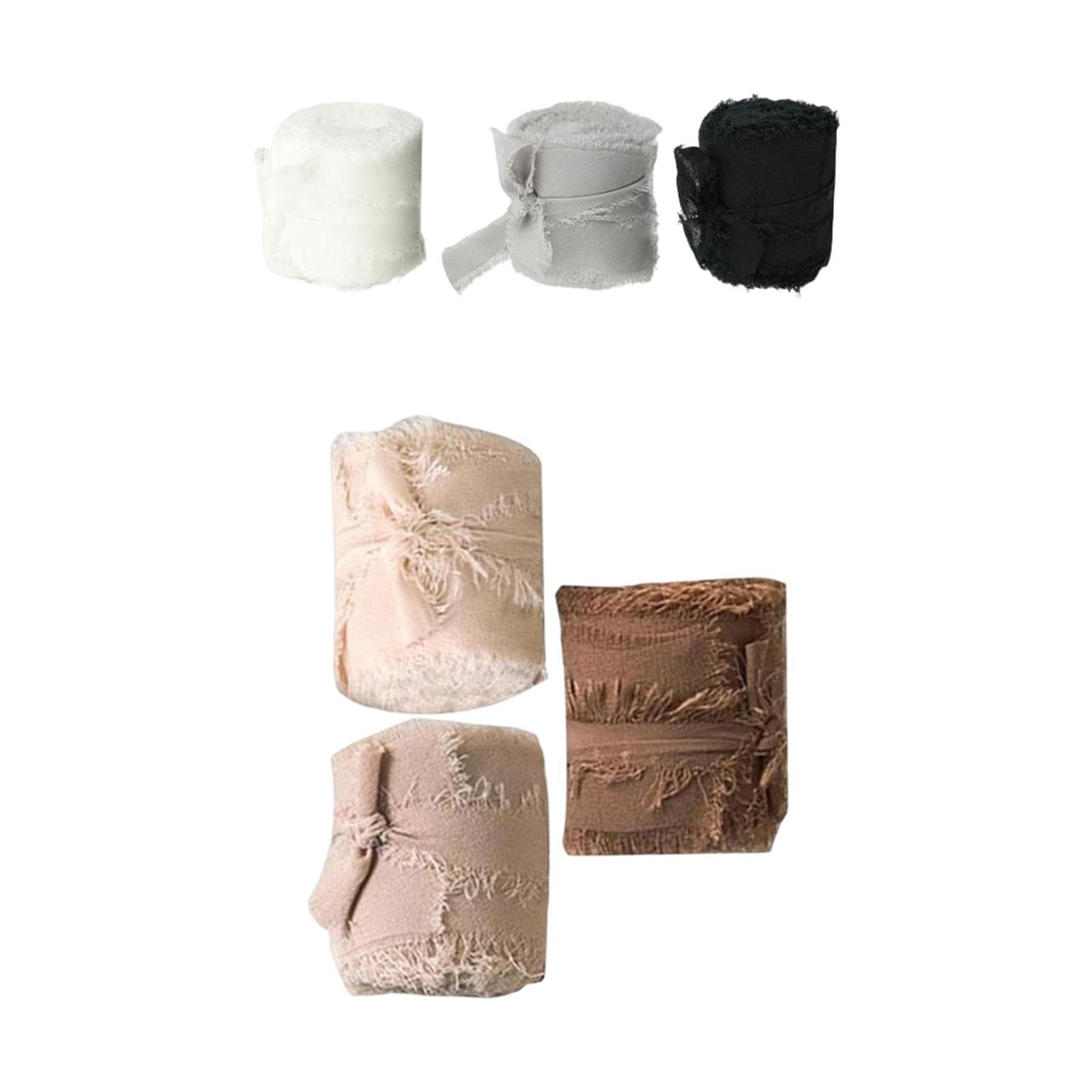 6 Rolls Fringe Chiffon Silk Ribbon Gifts Wrapping