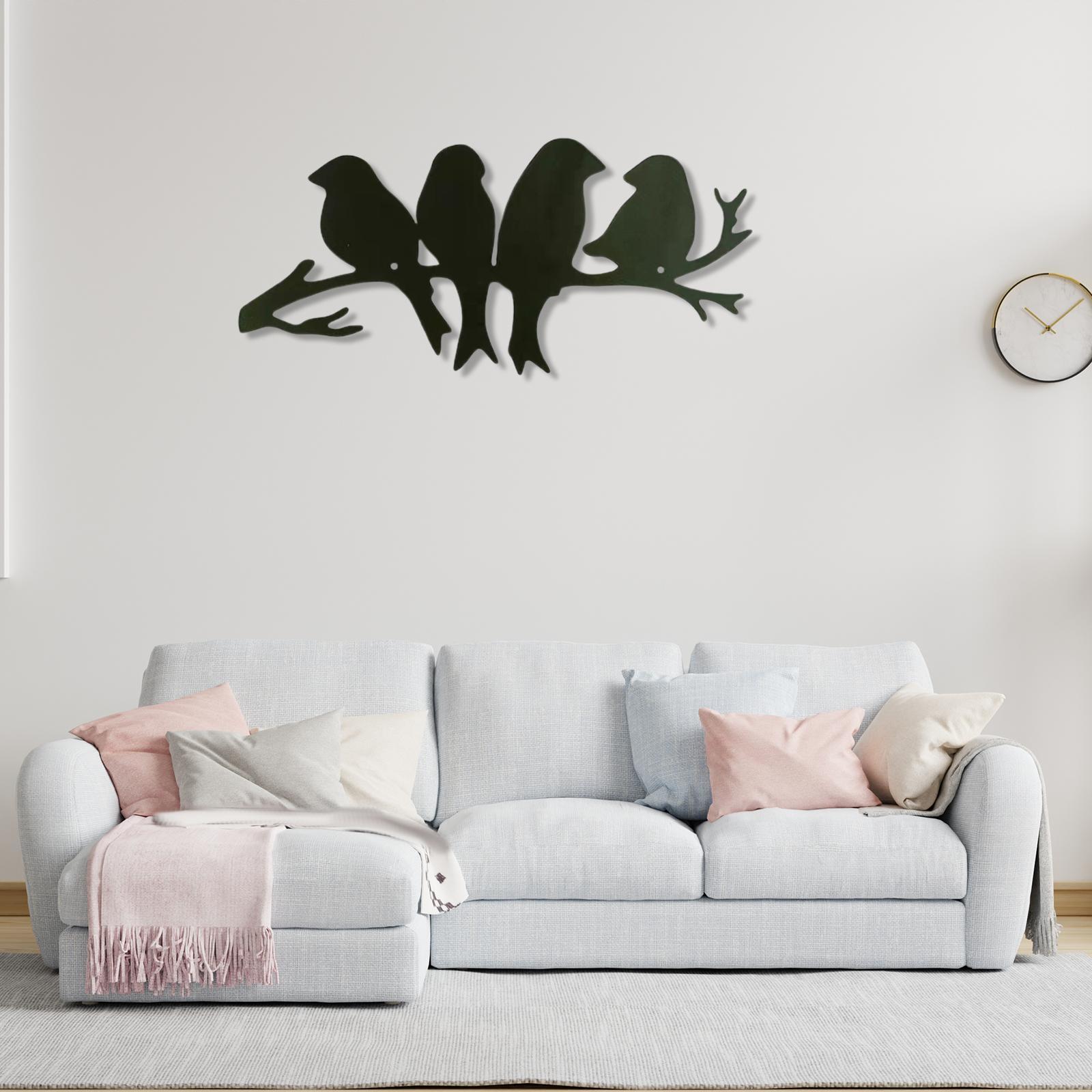 Birds on The Branch Metal Wall Art, Hanging Crafts Ornaments Bird Sculpture Animal Figurine for Festivals Wedding Birthday Dining Room