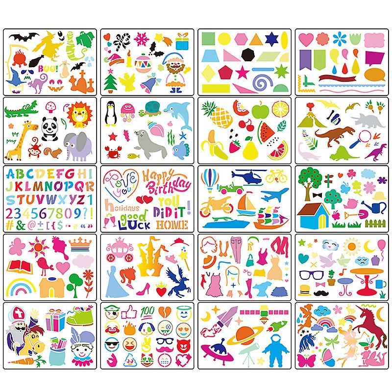 20pcs Kids DIY Vẽ stprints bảng rỗng Đặt mẫu sơn nhựa trẻ em