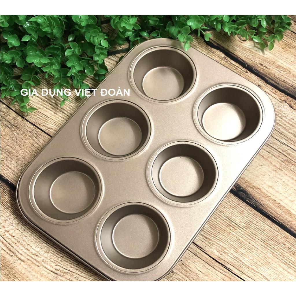 Khay Khuôn làm bánh CupCake Chống Dính Loại 6 và 12 ô. Dung cụ làm bánh NƯỚNG Muffin, Tart, Pie