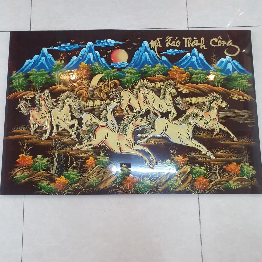 Tranh sơn mài MÃ ĐÁO THÀNH CÔNG đắp nổi hàng xuất khẩu 60x120 cm