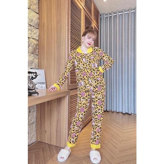 Đồ Bộ Nữ Da Beo Vải Lụa Thái From Chuẩn, Kín Đáo, Mặc Nhà, Dạo Phố, Đi Chơi - Bộ Da Beo Cam Đất