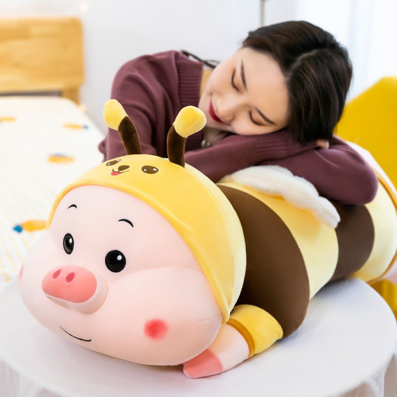 Gấu Bông Heo Ong Nằm- Gối Ôm Heo Cosplay Nhồi Bông Cao Cấp