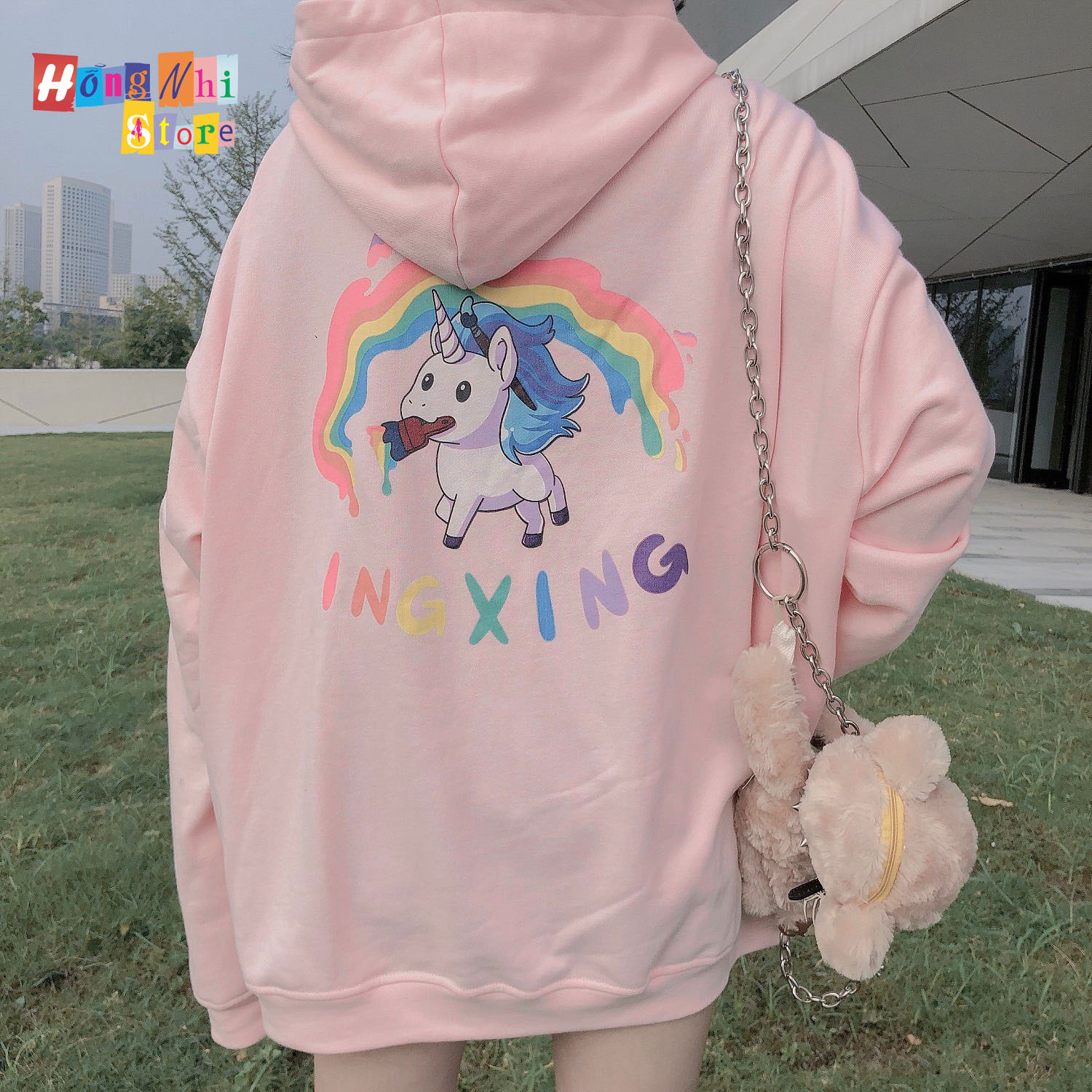 Áo Khoác Hoodie Zip In Hình INGXING Oversize Ulzzang Unisex Dáng Rộng - MM