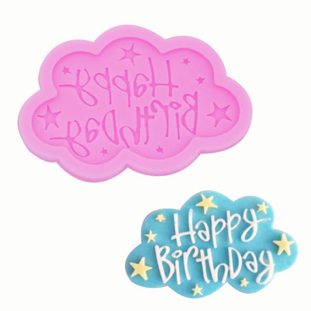Birthday Letter Cake Mold Silicone Fondant Mold Cake Decorating Chocolate Baking Tool Cloud Happy Birthday Cake Decoration