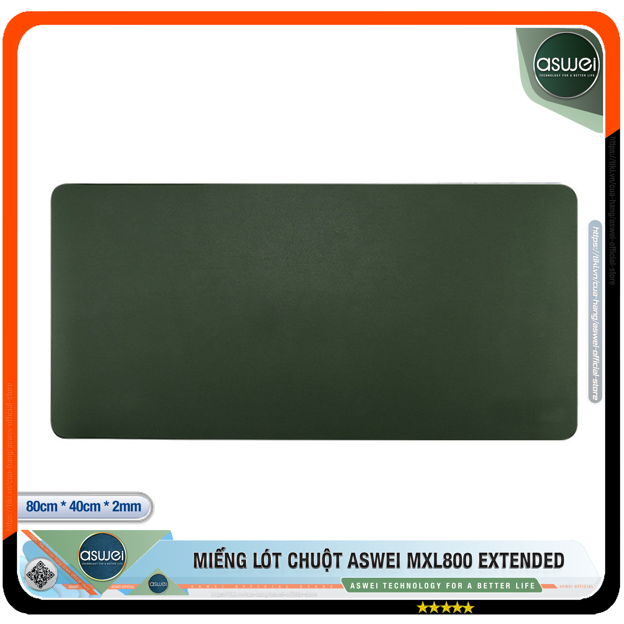 Lót Chuột ASWEI - Pad Chuột MXL800 Extended 80x40 - Miếng Lót Chuột Sử Dụng 2 Mặt Tiện Lợi - Chất Liệu Da Pu Cao Cấp - Tấm Lót Chuột Chống Nhăn, Không Thấm Nước - Hàng Chính Hãng