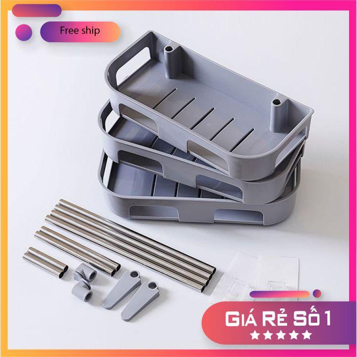 Kệ 3 tầng khung inox gắn trên nắp bồn cầu, trong phòng tắm, trong bếp đa năng