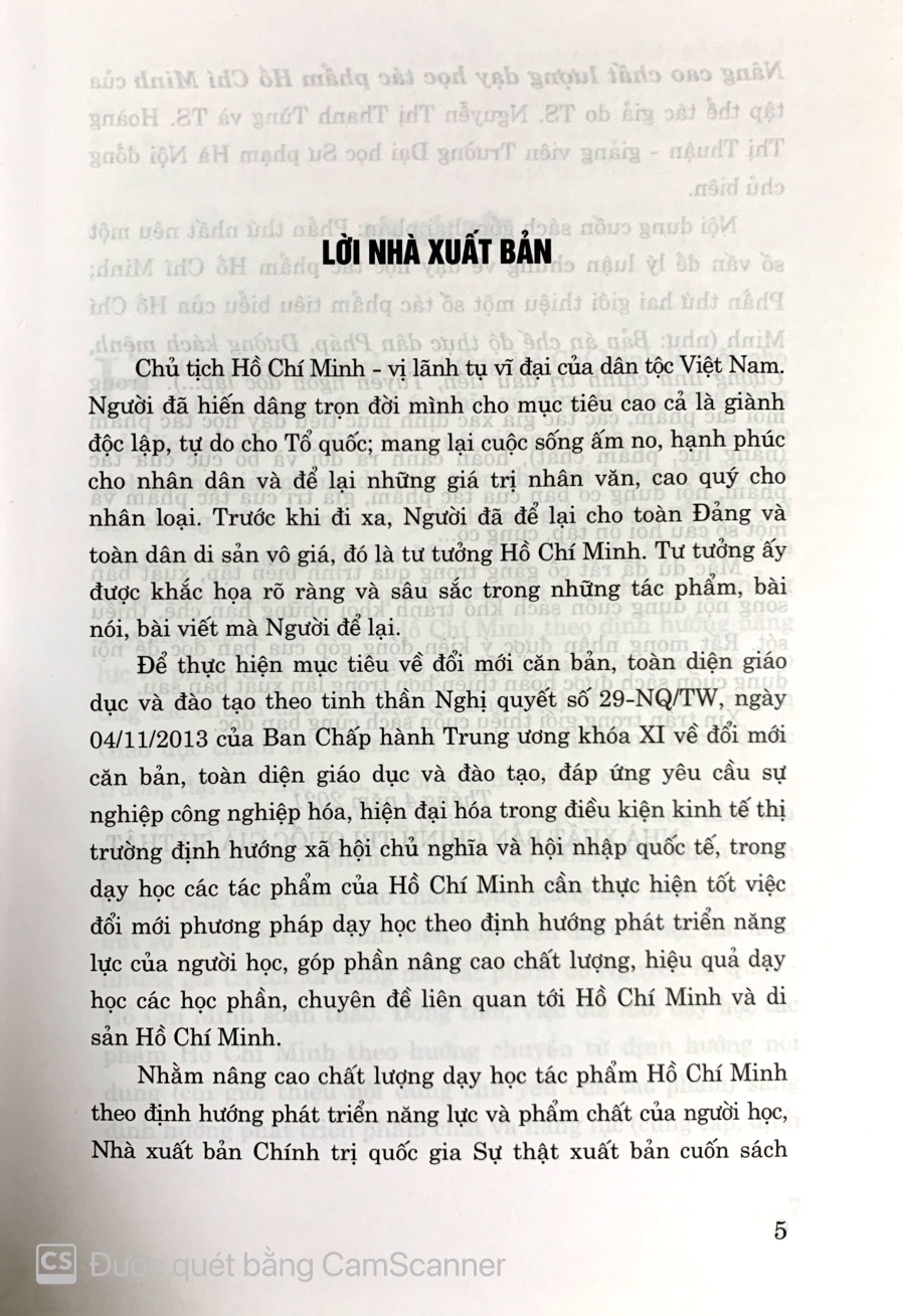 Nâng cao chất lượng dạy học tác phẩm Hồ Chí Minh