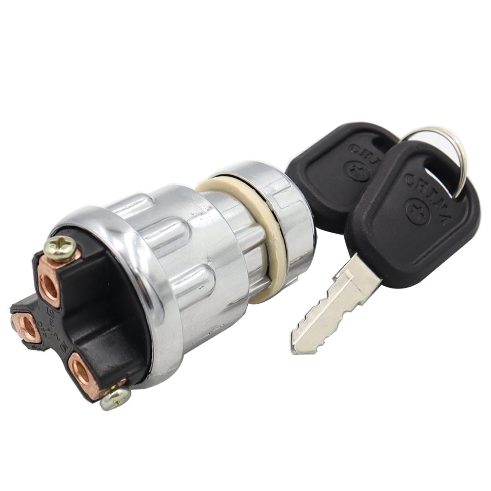 Universal Ignition Key Switch 12V with 2 Keys 3 Wire for Tractor Trailer Car Truck